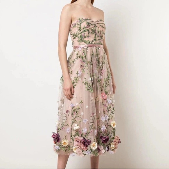 Marchesa Notte Tea length Floral embroidered dress - Picture 13 of 13